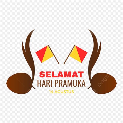 Desain Selamat Hari Pramuka Dengan Ikon Semaphore Dan Tunas Kelapa