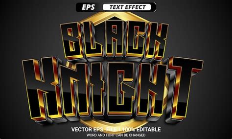 Efecto De Texto Vectorial Editable De Juegos Black Knight Vector Premium