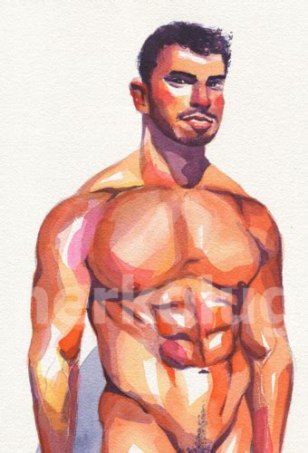 X Original Hand Painted Artwork Watercolor Painting Gay Man Male