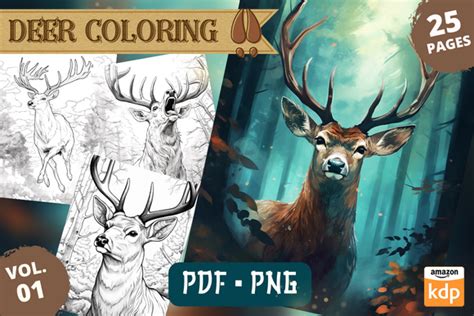 Realistic Deer Coloring Pages Vol 01 Graphic By Sahad Stavros Studio