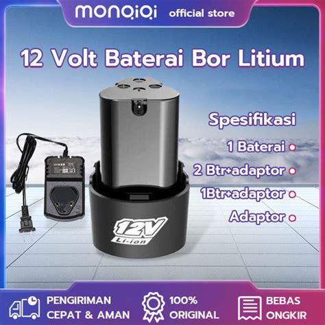 12 Volt Baterai Bor Litium Li Ion Cordless Electric Rechargeable 12