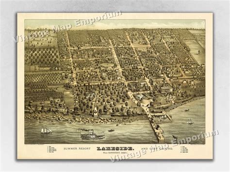 1884 Lakeside Ohio Map Panoramic Old City Map Historic - Etsy