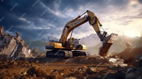 premium photo crawler excavator digging machine