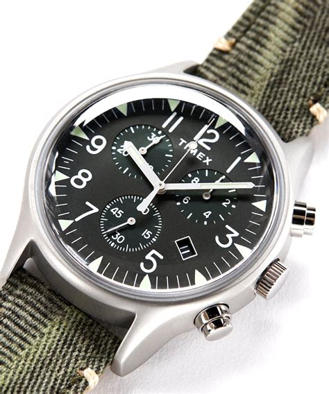 Timex Mk1 Steel Chronograph Watch In Olive Todd Snyder