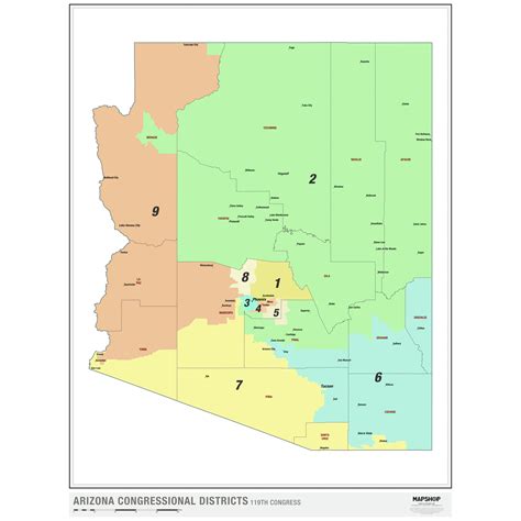 Arizona 2024 Congressional Districts Wall Map By Mapshop The Map Shop