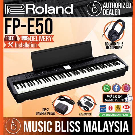 Roland Fp E50 88 Key Digital Piano With Dp 2 Pedal Black Fpe50 Music Bliss Malaysia