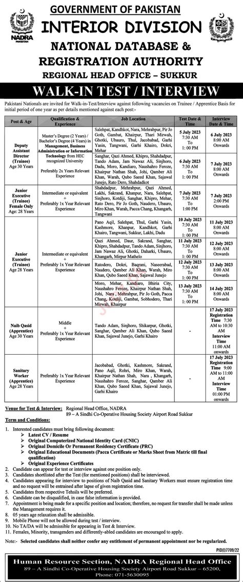 National Database Registration Authority NADRA Jobs 2023 2024 Job