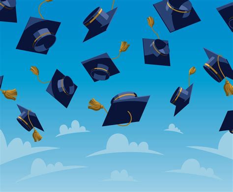 Throwing Hats Graduation Background Vector Art Graphics Freevector