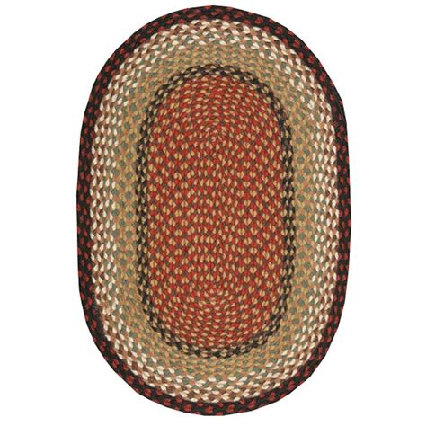 Burgundy Mustard Braided Jute Oval Rugs