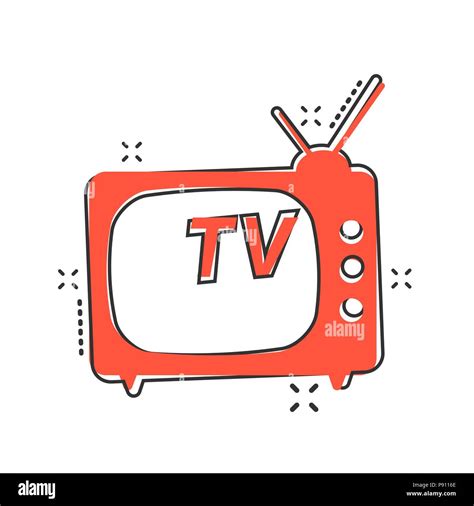 Vector cartoon Tv icon in comic style. Television sign illustration ...