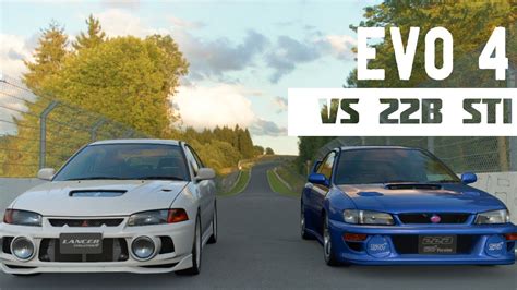 Mitsubishi EVO 4 vs Subaru STI 22B Wild Driving at The Nürburgring