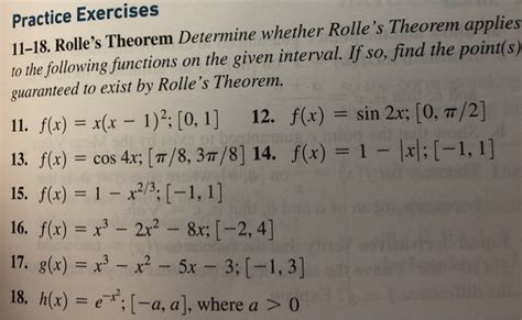 Solved Practice Exercises Rolle S Theorem Determine Chegg