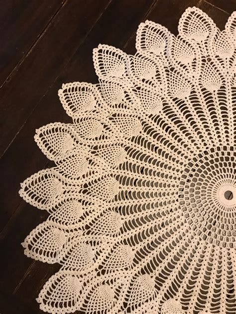 Large Crochet Pineapple Doily Round Table Centerpiece Handmade T Etsy