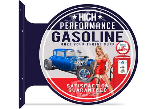 Gas Station Garage Double Sided Sign Hot Rod Pin Up Girls Shop Signs Gas Station Memorabilia