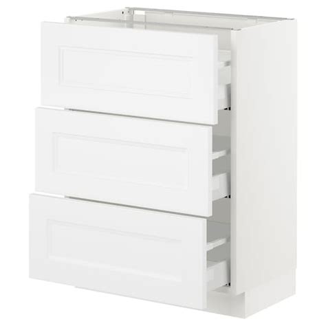 Sektion Base Cabinet With 3 Drawers White Maximeraaxstad Matt White 24x15x30 Ikea