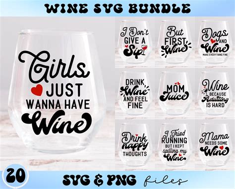 Wine Svg Bundle Wine Glass Sayings Svg Wine Quotes Svg Funny Wine