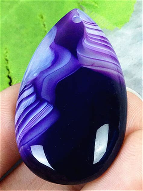 GV09434 42x23x7mm Purple White Stripes Agate Teardrop Pendant Bead EBay