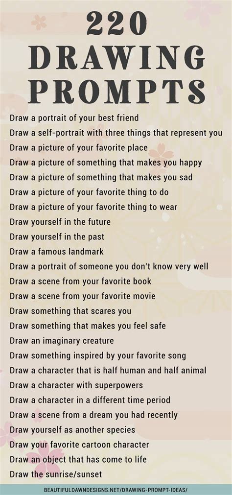 220 Drawing Prompts To Get Your Creative Juices Flowing Beautiful