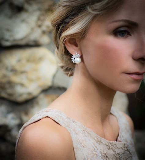 Pearl Wedding Earrings For Brides In Vintage Style Stud Bridal