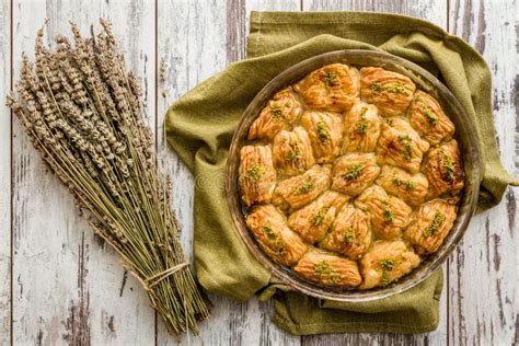 Postre Turco De Los Pasteles Del Pistacho Baklava Imagen De Archivo