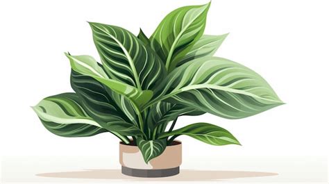 Un Dibujo De Una Planta Con Hojas Verdes Vector Premium