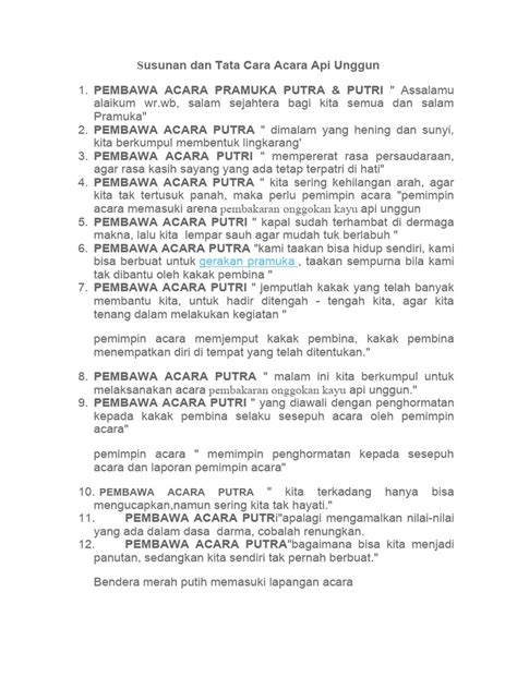 Susunan Dan Tata Cara Acara Api Unggun 1 Pdf