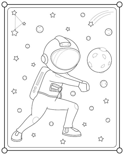 Bonito Astronauta Jogando Bola Lunar No Espa O Adequado Para Ilustra O