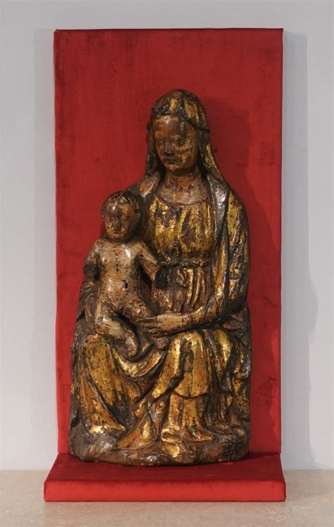 Proantic Vierge L Enfant En Majest En Bois Polychrome D Poque Xv