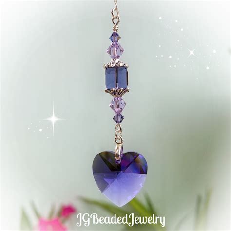 Purple Heart Swarovski Crystal Suncatcher Jgbeads