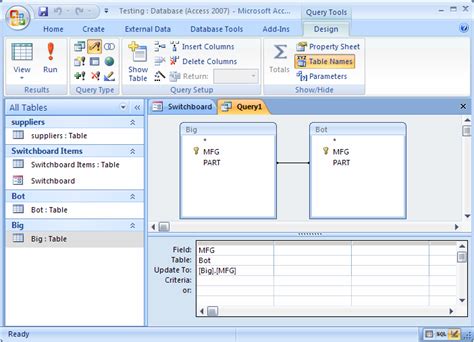 Ms Access Update Query That Updates Values In One Table With