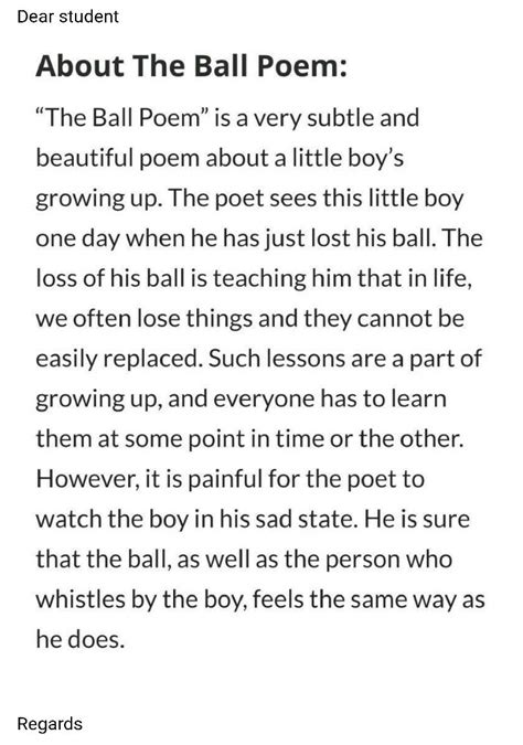 Summary and lesson learnt from The Ball Poem please - English - The ...