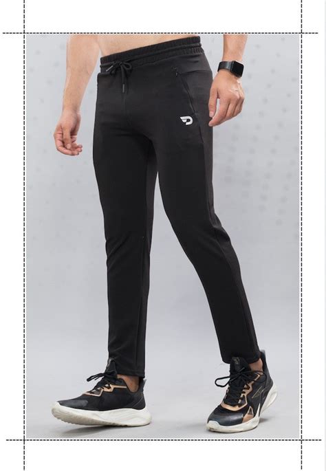 Male Solid Imported Dobby Lycra Lower Trackpants Dndbl Black At Rs