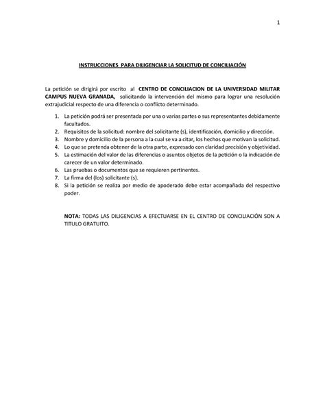 Protocolo DE ConciliacioN 2019 2 INSTRUCCIONES PARA DILIGENCIAR LA