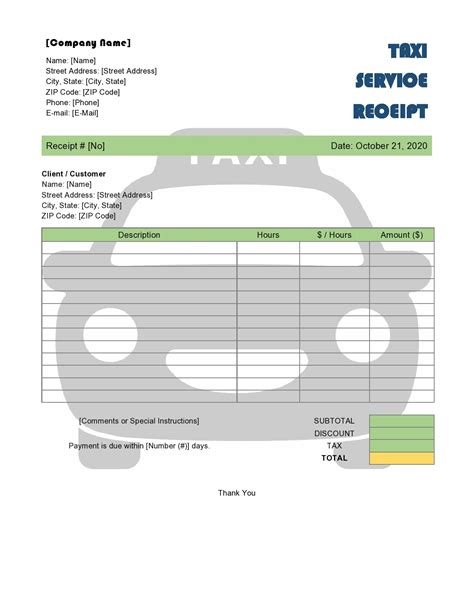 30 Blank Taxi Receipt Templates Free Templatearchive