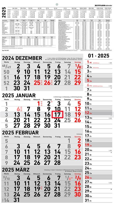 4 Monatskalender Kombi 2025 Büro Kalender 33x45 cm geöffnet mit