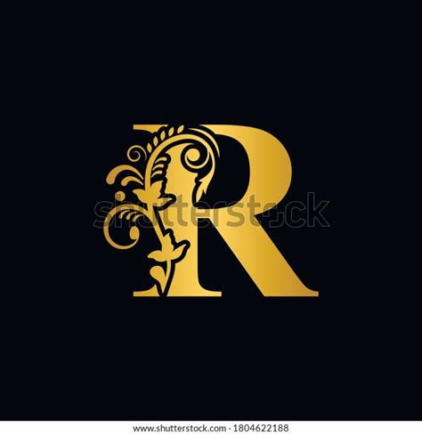 Gold Letter R Vintage Golden Flower Stock Vector Royalty Free