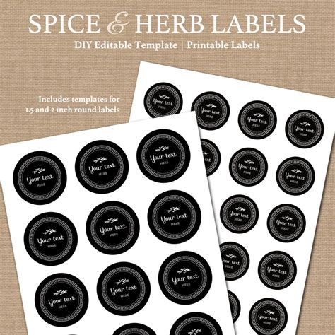 Editable Spice Labels Printable DIY Printable Kitchen Labels