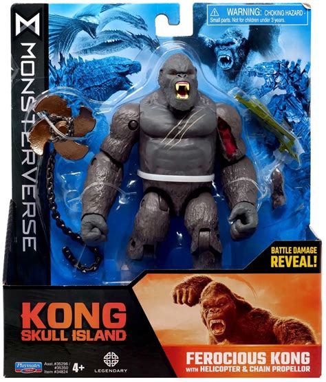 King Kong Skull Island Ferocious Kong Action Figure With Helicopter