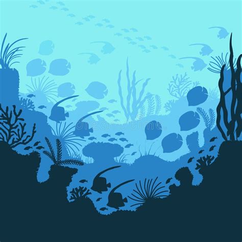 Cartoon Sea Underwater Scene Color Background Vector Stock Vector