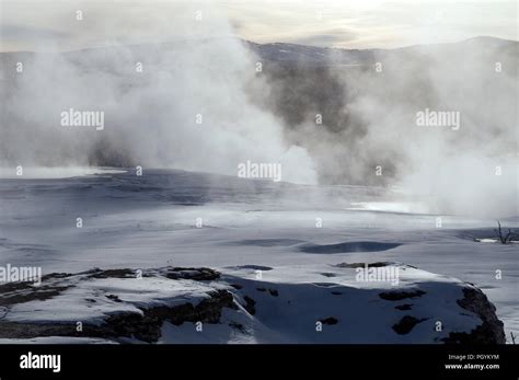 USA - Yellowstone - Hot Springs in winter Stock Photo - Alamy