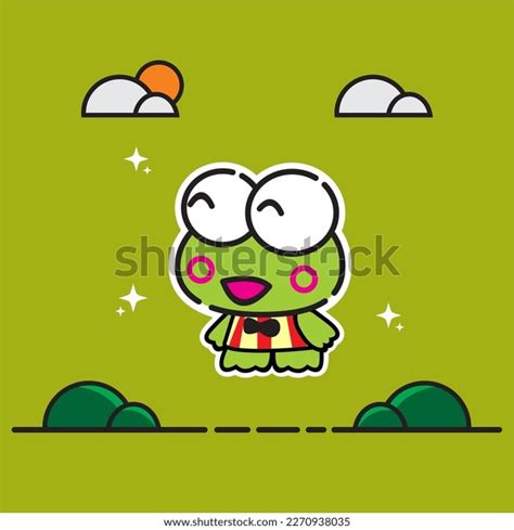 Keroppi Character Sticker Funny Style Green Stock Vector Royalty Free