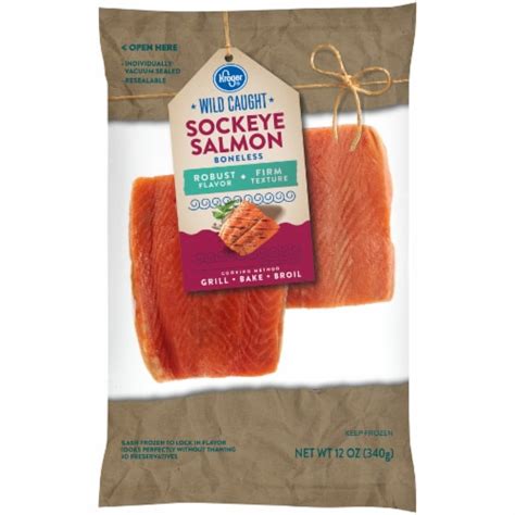 Kroger Wild Caught Sockeye Salmon Portions Frozen 12 Ounces Kroger