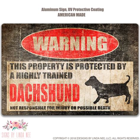 Funny Dachshund Sign Dog Sign Dog Warning Sign Dog Mom T Etsy