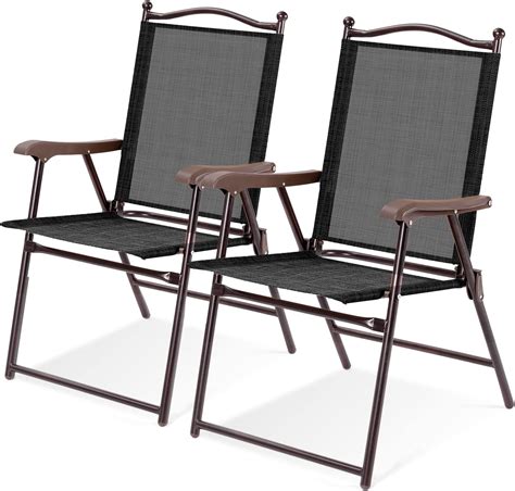 Tangkula Set Of 2 Patio Folding Dining Chairs Outdoor Sling Lawn