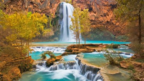 Fondos De Pantalla Paisaje Otoño Cascada Naturaleza Reflexión