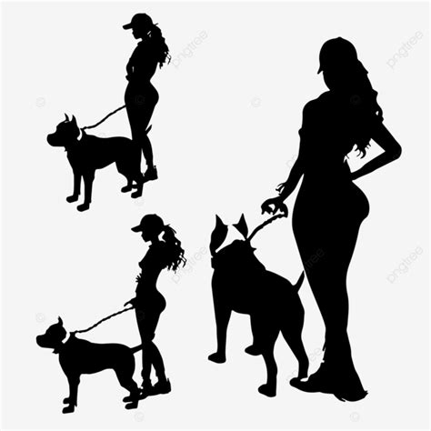 Silueta De Una Mujer Deportiva Paseando A Un Perro Vector Png Deporte