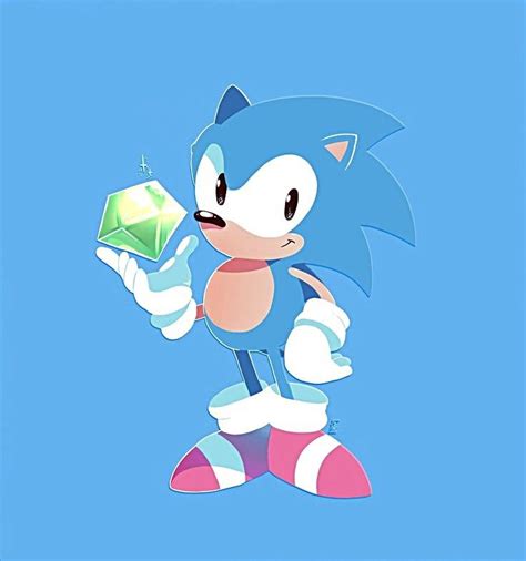 Sonic with a chaos emerald | Classic sonic, Sonic, Sonic the hedgehog