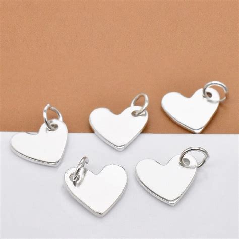 20 Sterling Silver SMALL Heart Charms Closed Ring 925 Silver Love