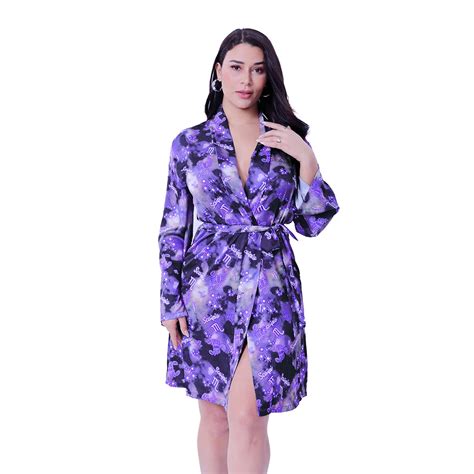 Wholesale Plus Size Sexy Satin Robes Femme Women Custom Printed Sex