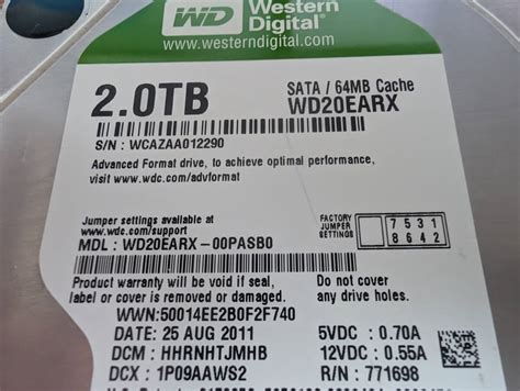 Yahoo!オークション - WD WDC WD20EARX-00PASB0 2TB 3.5 SATA HDD 正常...